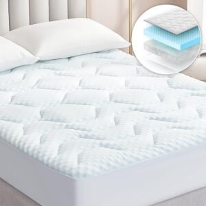 EHEYCIGA Memory Foam Mattress Topper Double Bed, Gel Mattress Pad with Extra Deep Pocket, Breathable Mattress Cover,