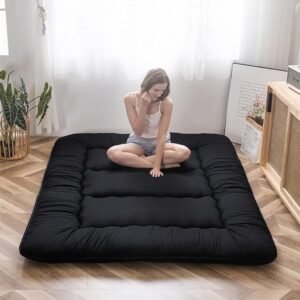 MAXYOYO Japanese Floor Futon Mattress, Thicken Tatami Sleeping Pad Foldable Roll Up Dormitory Mat Pad Floor Lounger Pillow Bed