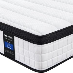 Inofia King Size Mattress, 10.6 Inch Hybrid Mattress with Aeroshield Memory Foam and NexusArc Pocket Sprung,Cozy and Breathable Fabric,The Elegant Collection