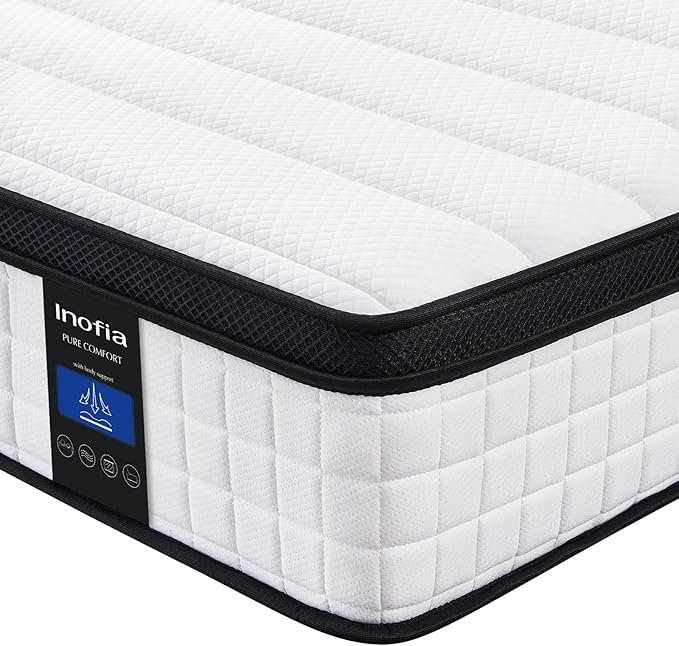 Inofia King Size Mattress, 10.6 Inch Hybrid Mattress with Aeroshield Memory Foam and NexusArc Pocket Sprung,Cozy and Breathable Fabric,The Elegant Collection
