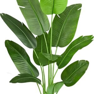 Künstliche Paradiesvogel Pflanze Faux Bananenblatt Baum für Home Decor - Kunstpflanzen Groß Indoor-Boden-Pflanze mit 11 Stämmen (1, Schwarzer Pflanzer, 200cm)