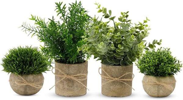 YVONNEYI 4 Stück Künstliche Pflanzen für Deko Wohnzimmer, Kunstpflanze Klein Eukalyptus, Fake Plant für Schlafzimmer Badezimmer Küchen Büro Zimmer Zuhause Innen Deko (005, 4 Stück)