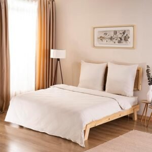 GD Home %100 Baumwolle Bettwäsche Set / 1 Hochwertige Atmungsaktive Renforce Bettbezug 200 x 200 cm + 2 Kopfkissenbezüge 80 x 80 cm / 3teilig Deckenbezug/Creme