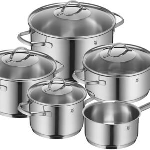 WMF Provence Plus Topfset Induktion 5-teilig, Kochtopf Set unbeschichtet mit Glasdeckel, für alle Herdarten geeignet, Induktions Töpfe Set, ohne Skalierung, Cromargan Edelstahl poliert