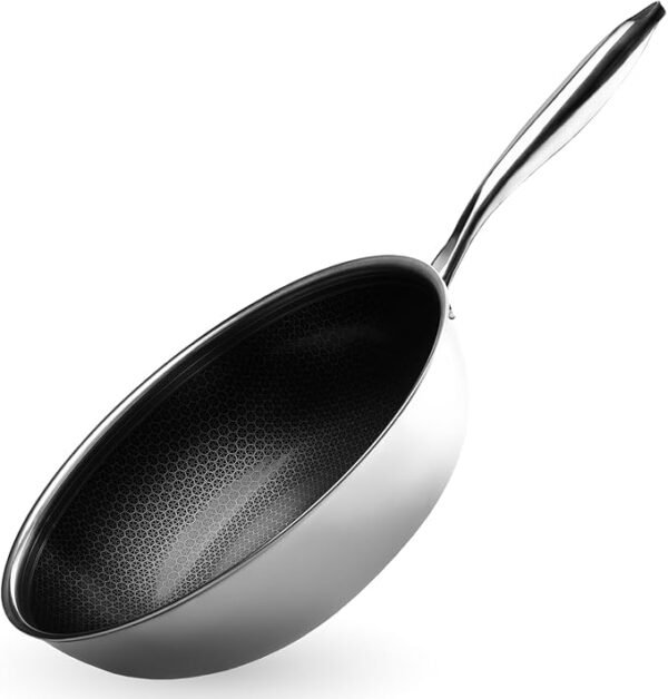 Onyx Cookware Wokpfanne 30 cm | Beschichtete Pfanne Induktion | Bratpfanne für alle Herdarten | Kratzfeste Antihaft-Oberfläche | 3-Schicht Edelstahl/Aluminium, Ofenfest bis 260°C, PFAS-frei Wok Pfanne