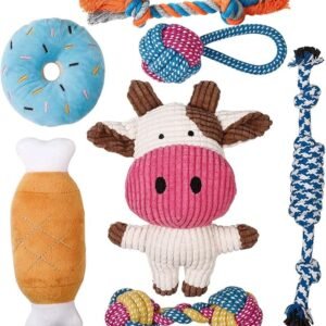 Toozey Hundespielzeug Kleine Hunde - 7 Stück Welpenspielzeug - Langlebiges Kauspielzeug und Quietschspielzeug Intelligenz - Naturbaumwolle und Ungiftig