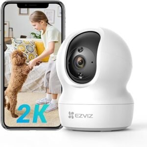 EZVIZ 3MP Indoor Camera No Monthly Fee, 256GB Supports, Baby Monitor Camera, Pet Camera. Motion Detection, Auto Tracking, Night Vision, Alarm, Two Way Audio, 2.4G Wifi, Alexa Google IFTTT Control(CP1)