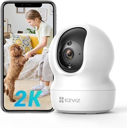 EZVIZ 3MP Indoor Camera No Monthly Fee, 256GB Supports, Baby Monitor Camera, Pet Camera. Motion Detection, Auto Tracking, Night Vision, Alarm, Two Way Audio, 2.4G Wifi, Alexa Google IFTTT Control(CP1)