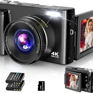Digital Camera,4K 48MP Autofocus Compact Digital Camera with 32G Card 16X Digital Zoom,Vlogging Camera for Youtube with Anti-shake, Flash,3.0 inch 180° Flip Screen for Teens, Beginners,Adults