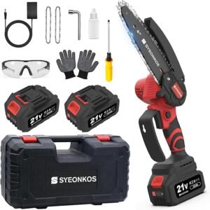 SYEONKOS Mini Cordless Chainsaw, Electric Cordless Chainsaw, 6-Inch Small Chain Saw Power Tools for Cutting Trees, Cut Wood, Tree Trimming