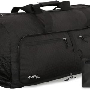 Eono 90L Foldable Travel Duffle Bag Hold All Travel Luggage Bag Holiday Bag with Multi-Pockets for Women Men (Black)