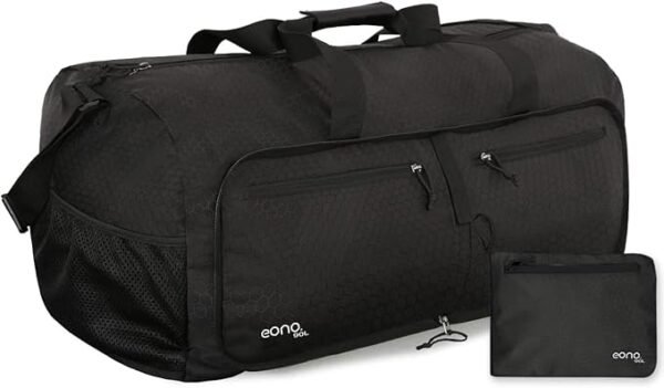 Eono 90L Foldable Travel Duffle Bag Hold All Travel Luggage Bag Holiday Bag with Multi-Pockets for Women Men (Black)