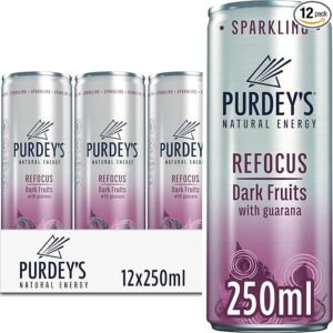 Purdey's Natural Energy Refocus Dark Fruits with Guarana, 250 ml (Pack of 12)