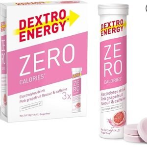 Dextro Energy Zero Calories Pink Grapefruit | Recovery and Hydration Electrolyte Drink | Zero Effervescent Tablets | with Caffeine I Vegan, 3 x 20