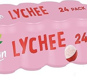 Rubicon 24 Pack Sparkling Lychee Flavoured Fizzy Drink with Real Fruit Juice, Handpicked Fruits for a Temptingly Intense Taste "Made of Different Stuff" - 24 x 330ml Cans (packaging may vary)