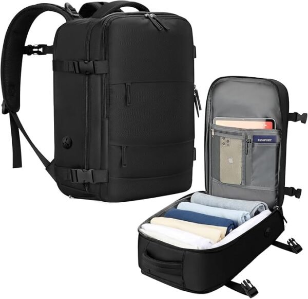 Cabin Bags for Ryanair 40x20x25 Underseat Travel Bag 11 Pockets Hand Luggage Bag Cabin Bag with Separate Shoe Pocket for Women & Men Carry on Bag, 20L, Black