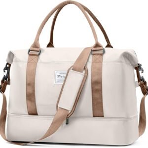 Easyjet Airlines Underseat Cabin Bag 45X36X20 Weekend Overnight Carry on Holdall for Women Travel Duffel Sport Gym Tote Mum Hospital Bags with Wet Pocket,E10-beige Brown