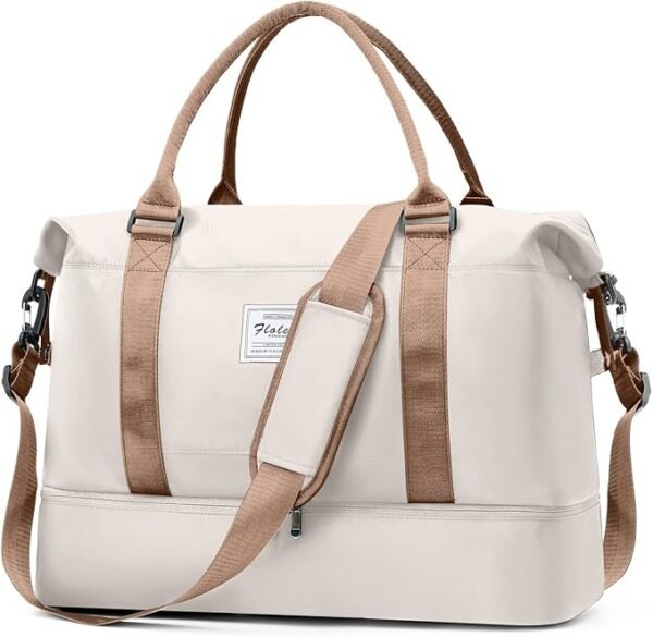 Easyjet Airlines Underseat Cabin Bag 45X36X20 Weekend Overnight Carry on Holdall for Women Travel Duffel Sport Gym Tote Mum Hospital Bags with Wet Pocket,E10-beige Brown