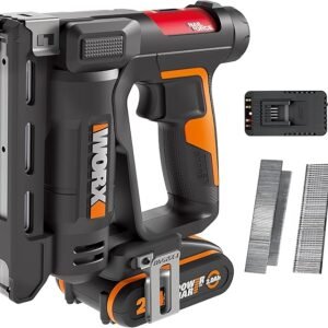WORX Akku-Nagler 18V(MAX 20V) WX843, PowerShare, 2-in-1- und Klammertacker, einfache Tiefenverstellung LED-Leuchte 15 mm 0,82-mm-Nägel (Gauge 18) 500 Stück 10-mm-Heftklammer vom Typ 53