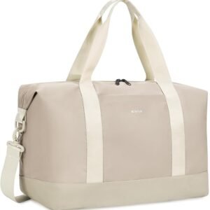 ECOHUB 30L Reisetasche Handgepäck Groß, für Easyjet Handgepäck 45x36x20, Faltbare Handgepäck Tasche für Flugzeug, Sporttasche mit Abnehmbar Nass-Tasche, Weekender Damen Herren(Beige)