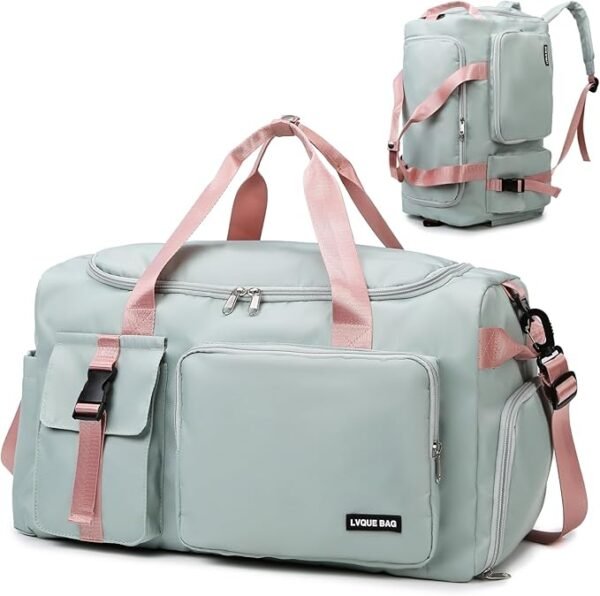 Suweir Sporttasche Damen Herren 42L Reisetasche mit Schuhfach Nassfach Wasserdicht Trainingstasche Travel Duffle Bag mit Rucksack Weekender Schwimmtasche Fitnesstasche für Reisen, Fitness, Sport