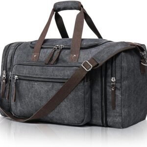 Erweiterbare Reisetasche 67L, Große Sporttasche Herren Damen, Robuste Stofftasche für Reisen, Fitness und Business, Handgepäcktasche (Dunkelgrau)