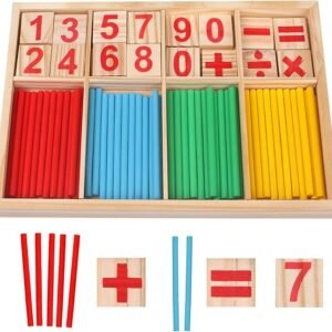 camelize Montessori mathematisches Spielzeug Holz,Rechenstäbchen,Zahlenlernspiel, Pädagogisches Mathe-Spielzeug für Kinder 3 4 5