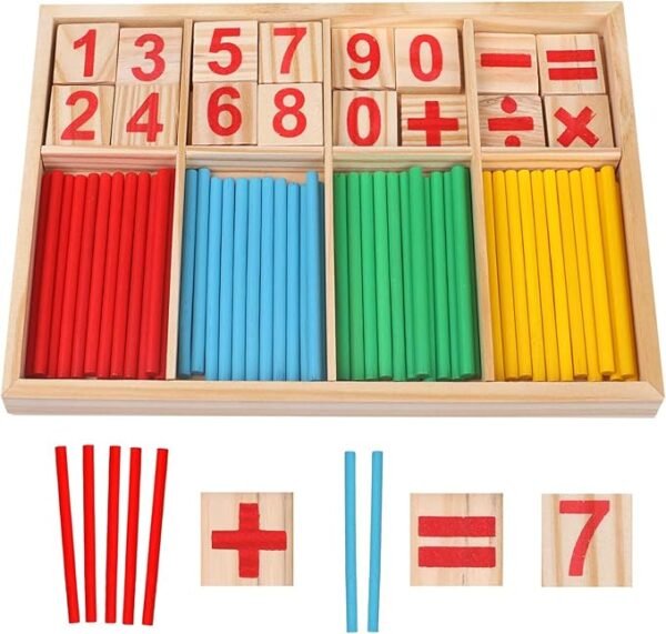 camelize Montessori mathematisches Spielzeug Holz,Rechenstäbchen,Zahlenlernspiel, Pädagogisches Mathe-Spielzeug für Kinder 3 4 5