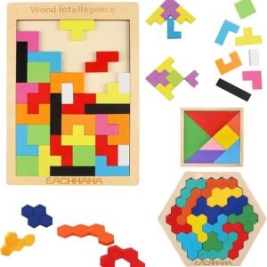 EACHHAHA Montessori Spielzeug ab 4 Jahre,3 in 1 Tangram Holzpuzzle Kinder,Kreativ Lernspielzeug,Fördert räumliche Vorstellungskraft und logisches Denken, Geschenkidee für Kinder