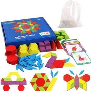 Tangram Kinder Geometrische Formen HolzPuzzles - Montessori Spielzeug Puzzle mit 155 geometrischen Formen und 24 Designkarten Geeignet für 3 4 5 6 7 Jahr Kinder Pädagogisches Spielzeug Geschenk