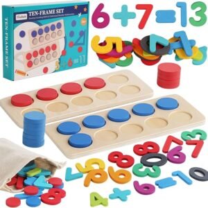 LETTERASHQP Zahlen Lernen Holzspielzeug Motorikspielzeug Mathematik Zahlenspiel Steckspiel Holz Zahlenblock Spielzeug Rechnen Lernen Holzzahlen Mathespiel Lernspielzeug für Kinder Addition Subtraktion