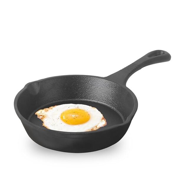 The Indus Valley Preseasoned Cast Iron Fry Pan/Skillet With Long Handle|Very Small, 15.2Cm/6Inch, 0.42Ltr, 1.1Kg|Induction Friendly|Nonstick Fry Pan,100% Pure & Toxin Free, No Chemical Coating, Black