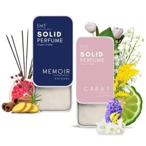 EM5™ Memoir & Carat Solid Perfumes | Pack of 2 | Alcohol Free | Cologne for Men & Women | Non-Greasy Perfume Wax | Strong & Lasting Fragrance