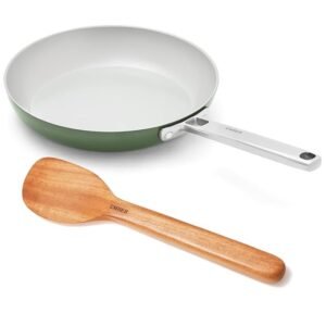 Ember Cookware Arcilla Ceramic Non-Stick Egg Pan 20cm | Stainless Steel Handle | 1x Spatula | Induction Safe | Non Toxic Small Frypan |PFAS & PTFE Free | Capri Series | Green