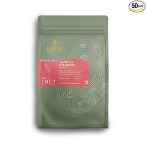 Luxmi Estates Vanilla Rooibos Chai Herbal Tea 50 Tea Bags (100 Gram) Pack | South African rooibos with vanilla extract |100% Natural Ingredients | Certified Organic Tea | Caffeine-Free |Boosts Immunity | For Healthy Sleep | Antioxidant-Rich Herbal Beverage for Relaxation and Wellness | 50 Cups