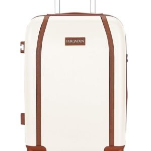 FUR JADEN The Wayfarer Polycarbonate Travel Luggage Suitcase with 8 StealthTech Silent Shock Absorbing Wheels, TSA Lock & Aviation Grade Telescopic Trolley (Oyester White, Check-in 24" (65CM))