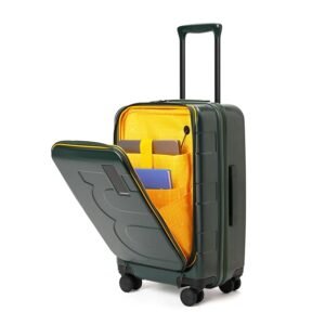 MOKOBARA Polycarbonate The Em Cabin Pro Luggage Small Size German Makrolon Poly-Carbonate Hardside 8 Hinimoto Wheels Suitcase Trolley for Travelling (Green Energy Sunray) 56 Cm