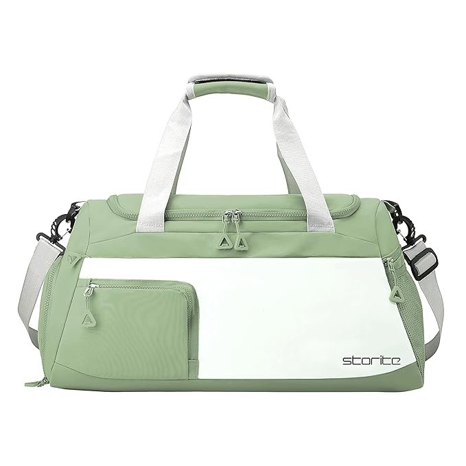 Storite Nylon 50 cms Imported Travel Duffle Bag Multi- Pocket Sports Shoulder Bag for Women with Wet Pocket & Shoe Compartment Weekender Overnight Travel Luggage Bag (Green - 50 x 25 x 27 cm)