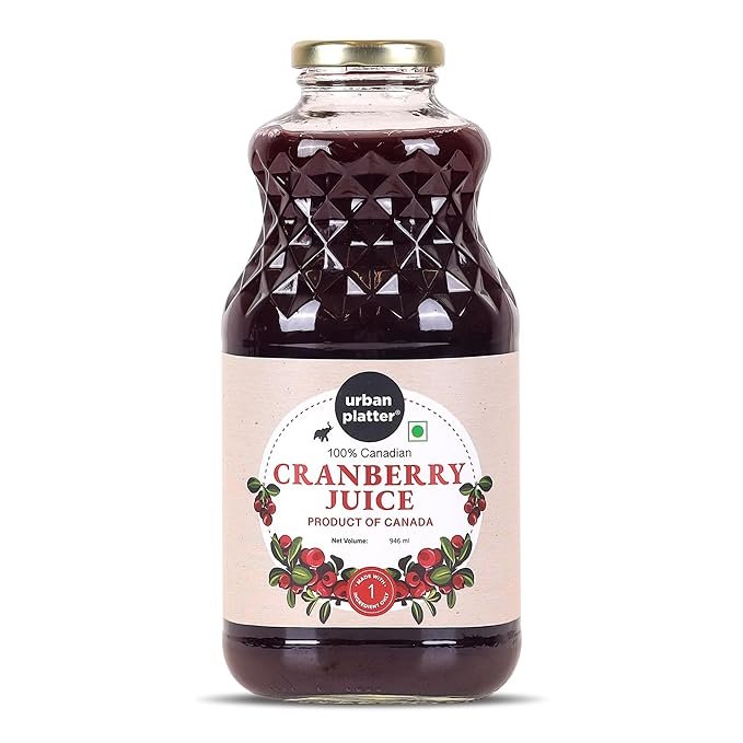 Urban Platter Pure Canadian Cranberry Juice, 946ml (Unsweetend | Good for UTI Health | Antioxidant Powerhouse | Preservative-Free)