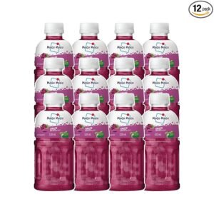 Mogu Mogu Grape Juice Drink with Nata de Coco Jelly 320ml (Pack of 12)| Refreshing Tropical Thai-Made Sip & Chew Beverage
